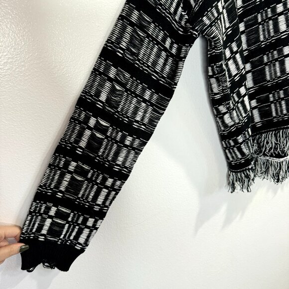 NWT Wildfox Sweater Size M Reece Ritzy Fringe Black White Grunge Gothic - Picture 6 of 12
